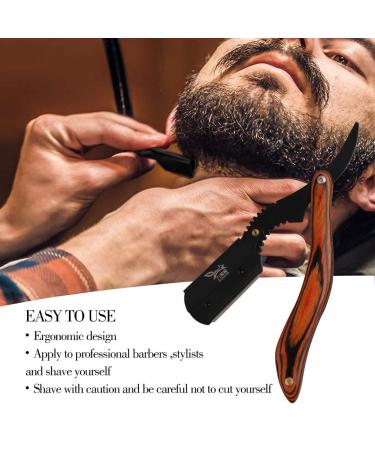 Redwood Handle Straight Edge Razor for Men - Professional Barber Shaving Razor with 10 Stainless Blades - SHLC - Buy Online on GoSupps.com