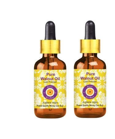 Deve Herbes Pure Walnut Oil Juglans regia with Glass Dropper 100 Natural Therapeutic Grade Cold Pressed for Personal Care Pack of Two 100 ml x 2 6 oz