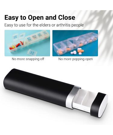 Betife Daily Pill Organizer 7 Day Weekly Travel Case for Vitamins & Supplements (Black) - Buy Online on GoSupps.com