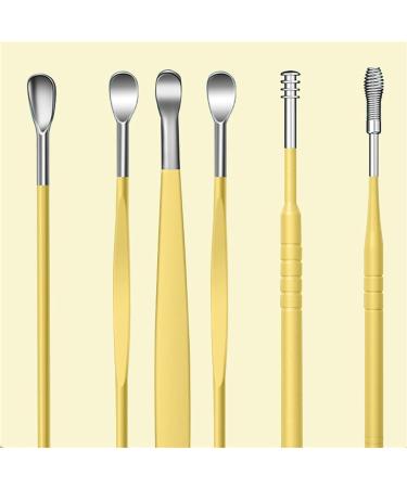 HEIMEABI Spring Earwax Cleaner Tool Set | 6Pcs 360 Spiral Design | Ear Wax Removal Kit with Storage Bag | Self Care Gifts - Yellow One Size - Buy Online on GoSupps.com