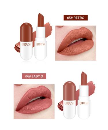 QiBest Mini Capsule Lipstick Set - 6 Velvet Matte Long Lasting Lipsticks | Moisturizing & Safe Make-Up Gift for All Skin Tones - Buy Online on GoSupps.com