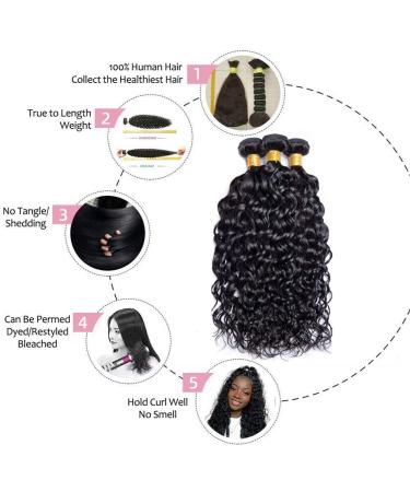 Menalue Brazilian Virgin Water Wave Curly Hair Bundles 16 18 20 Inch - 3 Bundles 100% Unprocessed Wet & Wavy Remy Hair in Natural Black Color - Buy Online on GoSupps.com