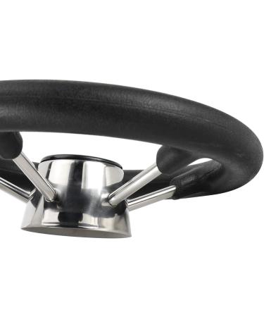 DasMarine 11 5-Spoke Stainless Steel Boat Steering Wheel - 25 Degree Dish, 3/4 Shaft - Black PU Foam Grip - No Knob - Buy Online on GoSupps.com