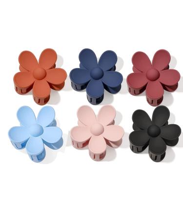Hair Clips  Flower Hair Clips for Women  Matte Hair Claws Strong Hold for Thin Hair and Thick Hair (6 Pcs)