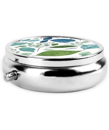 Green Eucalyptus Leaves Mini Round Pill Box | 3 Compartment Travel Pill Organizer | Portable Medicine Case for Home & Office - Buy Online on GoSupps.com
