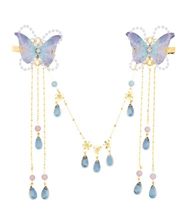 NICENEEDED Butterfly Cute Hair Clips 3D Colorful Butterfly Hair Decoration Jewelry Non-slip Butterfly Moving Wings and Sparkly Tassel Hairpin Accessories for Girls and Women