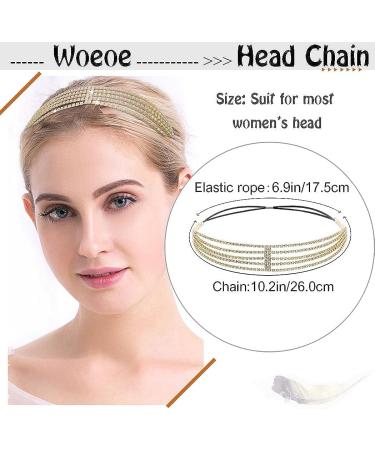 Woeoe Women's Sparkle Rhinestone Headband - Crystal Bridal Party Head Chain - Buy Online on GoSupps.com