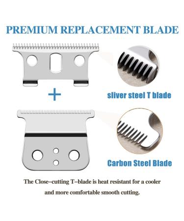 2 Pack Andis T Outliner and GTX Trimmer T Blade Replacement - Compatible with #04710 & #04521 - Silver Steel Blades - Buy Online on GoSupps.com