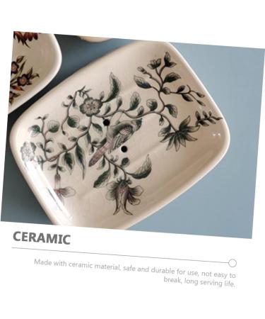 Amosfun 3pcs Ceramic Hand-painted Soap Dish Soap Holder Tank Storage Organizer Soap Container Soap Stand Soap Dishes for Bathroom Creative Soap Dish Bathroom Soap Dish White Ceramics Tray - Buy Online on GoSupps.com