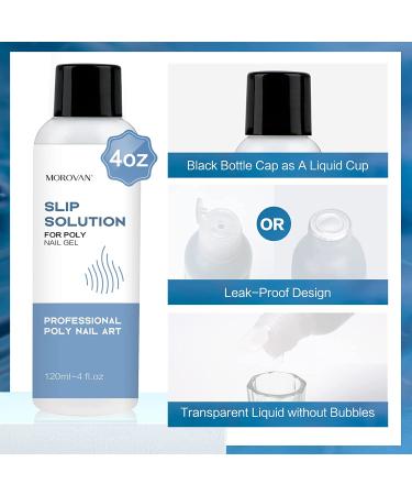 Morovan Poly Gel Slip Solution 120ml - Anti-stick Poly Nail Gel Liquid with Brush Bottle Cap - Easy DIY Extension Nail Liquid Cup - Buy Online on GoSupps.com