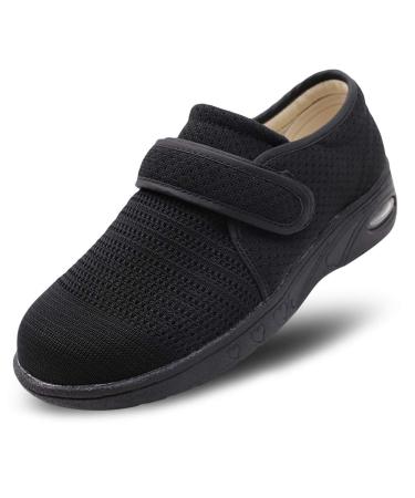 Orthoshoes Womens Edema Shoes Mesh Breathable Lightweight Walking Sneakers Air Cushion for Diabetic Elderly Swollen Feet Plantar Fasciitis 10 Black