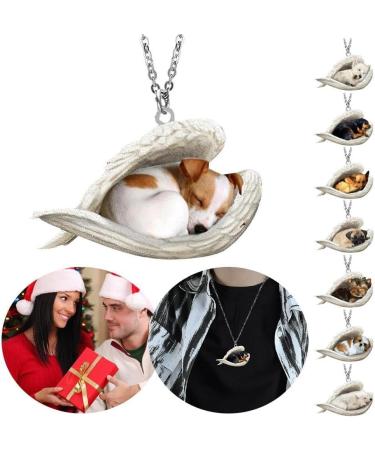 Plbge 2D Flat Sleeping Dog Necklace - Cute Angel Jewelry for Pet Lovers & Young Girls - Perfect Gift - Buy Online on GoSupps.com