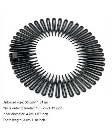 Stretch Comb 2 Pack - Full Circular Zigzag Plastic Headband for All Hair Types | Hair Accessories for Long & Short Hair (Black) - Buy Online on GoSupps.com