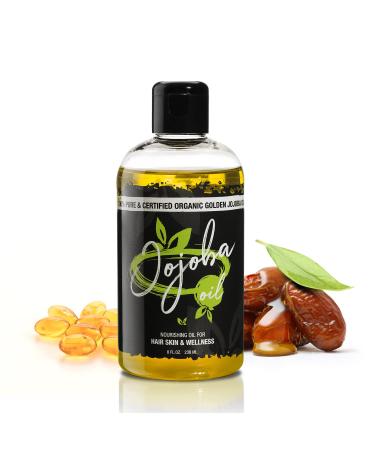 MOEHAIR Jojoba Oil (8 Fl Oz) 100% Pure Certified Cold Pressed Unrefined Hexane Free  Nourishing Jojoba Oil for Face  Hair  Nails and Skin Wellness  Made in USA