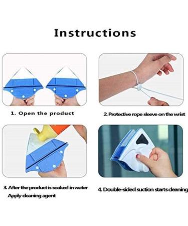 Double Sided Magnetic Glass Cleaning Brush Household Ultra-Strong Window Cleaner with Replaceable Sponge Anti-Falling Rope Glass Thickness 5-25Mm Dark Blue Colour:Pink - Buy Online on GoSupps.com