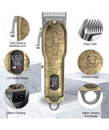 Pro Hair Clipper USB Rechargable Hair Trimmers LCD All Metal Body Hair Clippers Professional Barber Electric Cutter Charging Base - Buy Online on GoSupps.com