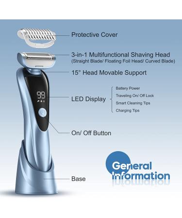 RUPOHU Electric Razor for Women - Bikini Trimmer for Pubic Hair, Legs, and Underarms - Rechargeable and Painless - Wet/Dry Use - Cordless with LED Display - Buy Online on GoSupps.com