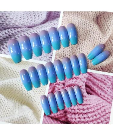 Press on Nails Professinal False Nail Kit -3D French Long Press on Nails Glossy Fake Nails Full Cover Ballerina Nails Tips 24 Pcs for Women and Girls Gift - Buy Online on GoSupps.com