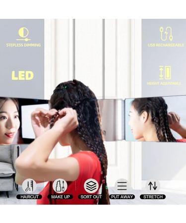 DQinLit Rechargeable Barber Mirror Light with LED Lights - 3 Way Self Hair Cutting System for Shaving, Grooming, and Makeup - Buy Online on GoSupps.com