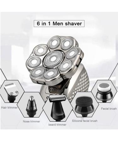 Premium 9D Head Shaver for Men - 6-in-1 Rechargeable Waterproof Bald Head Razor with Floating Replacement Blades - Buy Online on GoSupps.com
