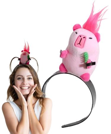 Aizuoni Capybara Hair Bands Capybara Animal Funny Headband | Cute Animal Hair Hoop Non Slip Solid Head Band Plush Doll Headband for Face Washing Pink - Buy Online on GoSupps.com