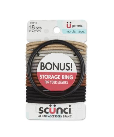 Scunci No Damage Hair Elastics in Neutral Colors  Assorted  18-Pieces