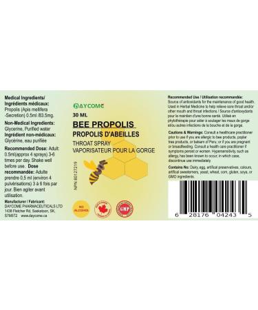 Bee Propolis Throat Spray Alcohol Free 30ml Soothing Immune Support From Prairies saskatchewan. pack of 1 - Buy Online on GoSupps.com