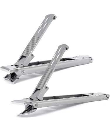VOGARB Portable Nail Clippers for Thick Nails Ultra Thin Foldable Wide Jaw Opening Cutter with Safety Lock Double Head Curved and Bevel Trimmer for Toenail Fingernail Travel Design (Silver) - Buy Online on GoSupps.com