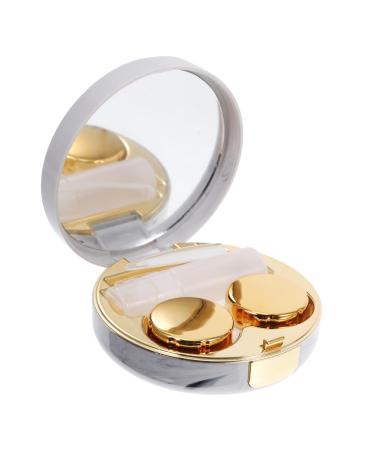 Goohochy travel container 1 STK contact lens container Sailor container for soaking lentils applicator Tool for removing contact lenses contact case marble travel tag bag golden 7.2x7.2cm