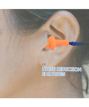 Crcyphne 10 Pcs Silicone Soft Ear Plugs - Hearing Protection With Cord - Noise Reduction for Work Home Sleeping Blue Orange - Buy Online on GoSupps.com