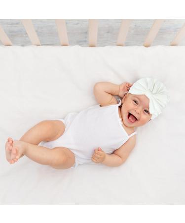 XOKL 2-Piece Soft Stretchy Baby Turban Hats - Newborn Toddler Girl Boy Hat for Kindergarten & Hospital - Pink & White - Buy Online on GoSupps.com