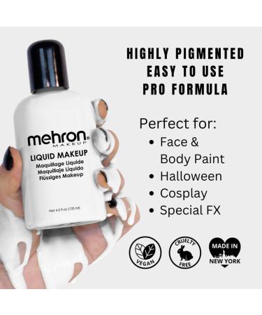 Mehron Liquid Make-up - White 130 Ml | High-Quality Face Paint for Events & Cosplay - International Shipping - Buy Online on GoSupps.com