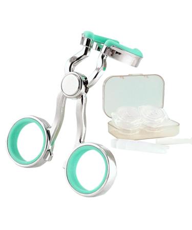 Fovolat Lens Helper | Portable Lens Eyelid Stretcher Travel Kit with Lens Case Remove Tool Lens Insertion Wearing Aids for New User Green