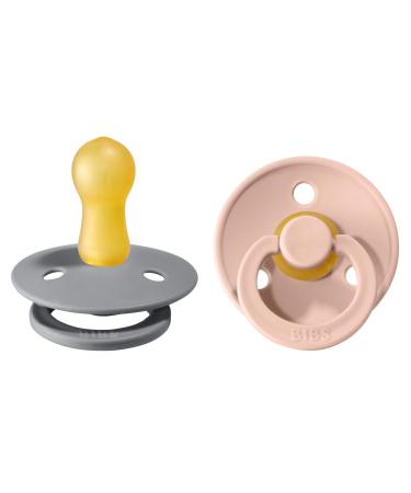 Bibs Pacifiers | Natural Rubber Baby Pacifier | Set of 2 BPA-Free Soothers | Made in Denmark | Cloud/Blush | Size 6-18 Months