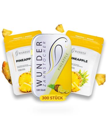 Miracle toothpick - toothpick with a taste of 3 Set - plastic -free chewing gum - helps against bad breath - smoking cessation - fresh breath with flavored toothpick - sugar -free vegan Pineaplle - pineapple