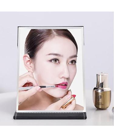 Youlanda Portable Folding Makeup Mirror with Stand - Travel Vanity Desk Mirror - PU Leather, Black - Buy Online on GoSupps.com