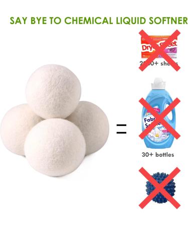 Organic Wool Dryer Balls 4 Pack XL - 100% New Zealand Wool Fabric Softener - Reusable & Baby Safe - Shortens Drying Time, Reduces Wrinkles - 1000 Loads - White - Buy Online on GoSupps.com