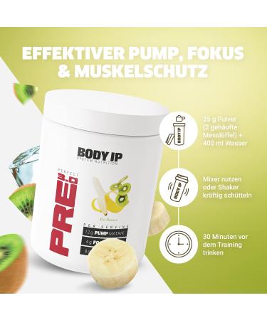 Buy Body IP Perfect Pre 3.0 Kiwi Banana - Vegan Pre Workout Shake Pump Booster Lactose-Free Aspartame-Free 20 Portions Made in Germany - International Shipping Available - Buy Online on GoSupps.com