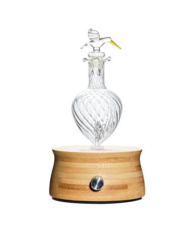 MONDORE Aromatherapy Diffuser Nebulizer Bamboo Base Exquisite Glasswork No Water No fire Timer Function Changing LED Lights