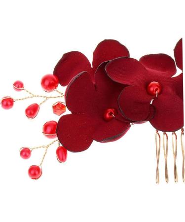 Housoutil 1pc Women Hair Accessories Accesorios Para Wedding Decoration Girl Hair Clips Hair Clips for Men Hair Accessories for Girls Rhinestone Headpiece Comb Red Korean Bride - Buy Online on GoSupps.com