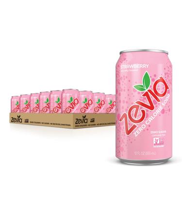 Zevia Zero Calorie Soda Strawberry 12 Ounce Cans (Pack of 24) Strawberry 12 Fl Oz (Pack of 24)