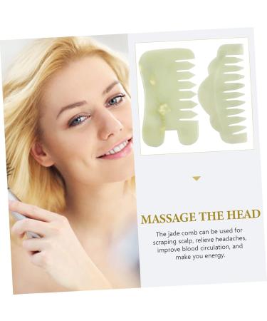 Beavorty 2-Pack Jade Comb - Skin Care Tools for Face & Scalp Massage | Chinese Gua Sha Stone for Enhanced Relaxation - Buy Online on GoSupps.com