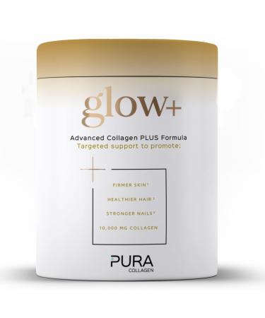 Pura Collagen Powdered Supplement Glow+ Hydrolysed Peptides Hyaluronic Acid Vitamins & Minerals 12 Servings 122 g Mini Tub Glow+ 12 Servings (Pack of 1)