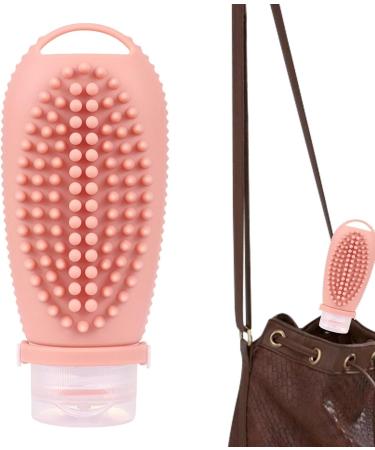 Leakage-Proof Travel Shampoo Bottles | Silicone Portable Non-Slip Handle | Dark Pink Travel Size with Massage Brush - Buy Online on GoSupps.com