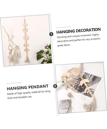 Cabilock Lunar Eclipse Wooden Beads Ornament Decor para De Mujer Interior Moon Wreath Hanging Pendant Bohemia - Buy Online on GoSupps.com