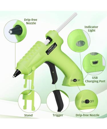Yokgrass Cordless Hot Glue Gun Kit - USB Rechargeable, Anti-Drip Design, 20 Glue Sticks - for DIY Crafts, School Projects, & Home Repairs (Green) - Buy Online on GoSupps.com