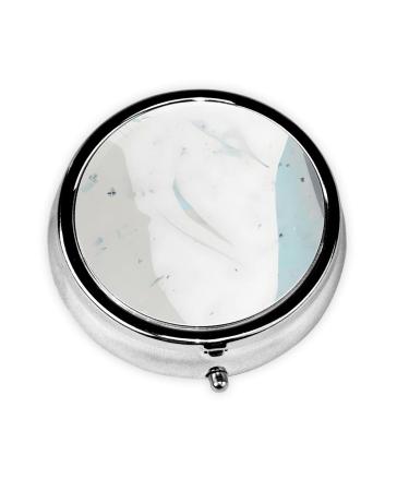 Blue and White Artround Pill Box 3 Compartment Round Pill Box Organizer # Portable Travel Pill Box for Traveling.