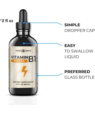 Vitamin B1 Thiamine Mononitrate Liquid Drops - Energy Boost & Metabolism Support - 2 Fl Oz - Buy Online on GoSupps.com