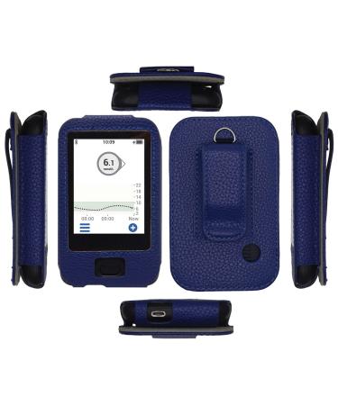 SNK Fitted Leather Case with Screen Protector for Dexcom Receiver G6 CGM (FLC-Navy)