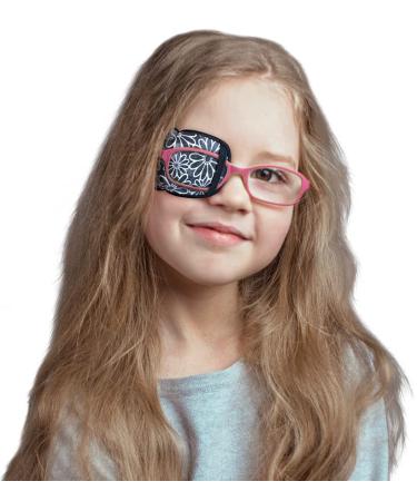 Universal Black Flowers Cotton Eye Patch for Kids | Comfortable & Stylish Child Eye Patches - Shop Internationally - Buy Online on GoSupps.com